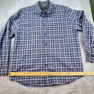 Eddie Bauer Shirt Mens Sz L Blue Plaid Long Sleeve Button Down Outdoor Hike Camp